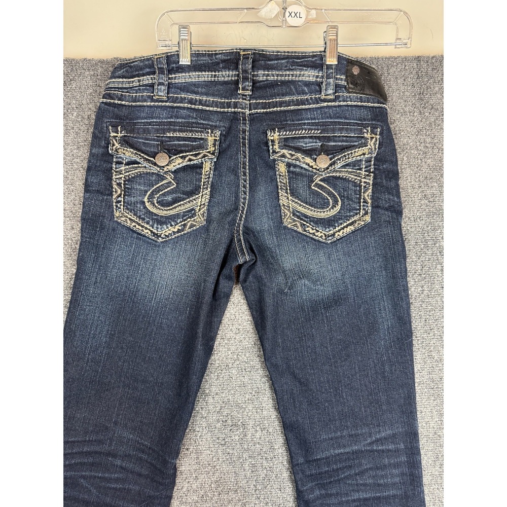 Silver Jeans Women's 31x33 Dark Blue Aiko Bootcut Embroidered Western Glove - Picture 5 of 10